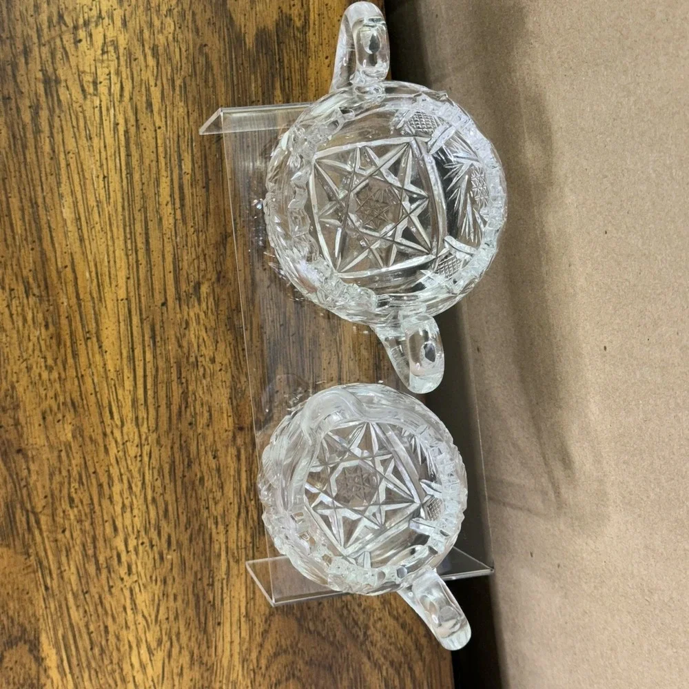Antique American‎ Brilliant Glass Creamer & Sugar ABP EAPG